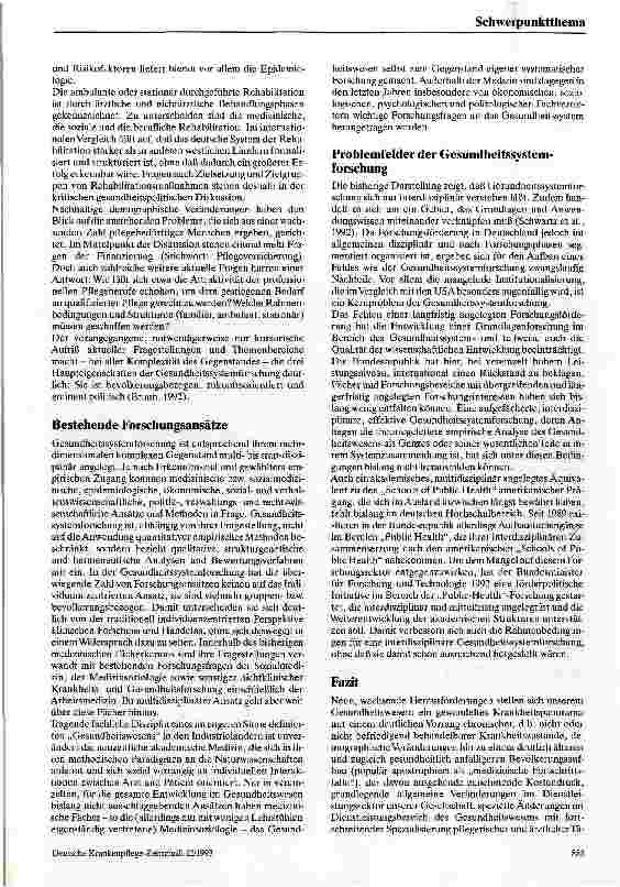 Vorschauseite 3: Gesundheitssystemforschung (G) Standort und Perspektiven