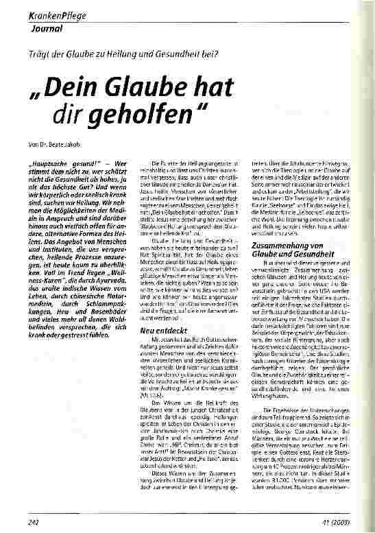 Vorschauseite 1: Dein Glaube hat dir geholfen