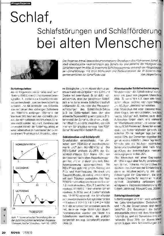 Vorschauseite 1: Schlaf, Schlafstörungen und Schlafförderung bei alten Menschen