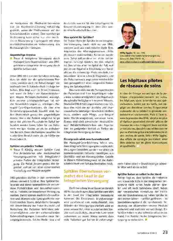 Vorschauseite 2: Spitäler können dank DRG zu Treibern der Integrierten Versorgung werden