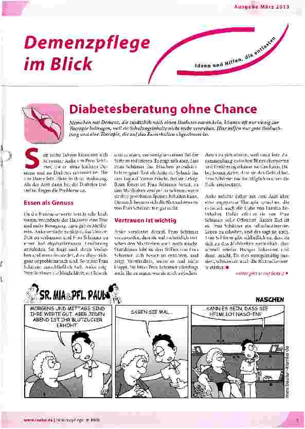 Vorschauseite 1: Diabetesberatung ohne Chance