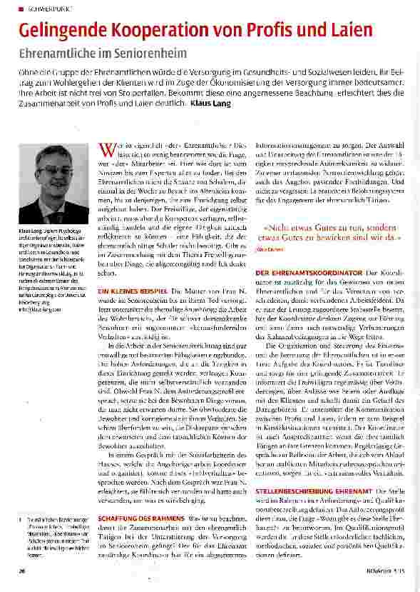 Vorschauseite 1: Gelingende Kooperation von Profis und Laien