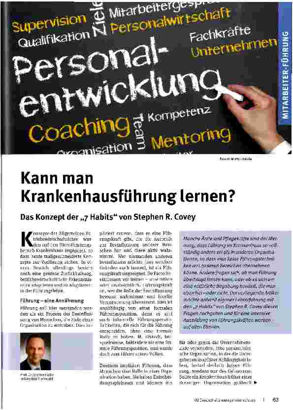 Vorschauseite 1: Kann man Krankenhausführung lernen?