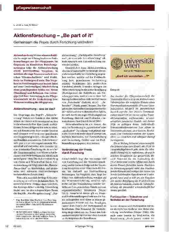 Vorschauseite 1: Aktionsforschung - „Be part of it