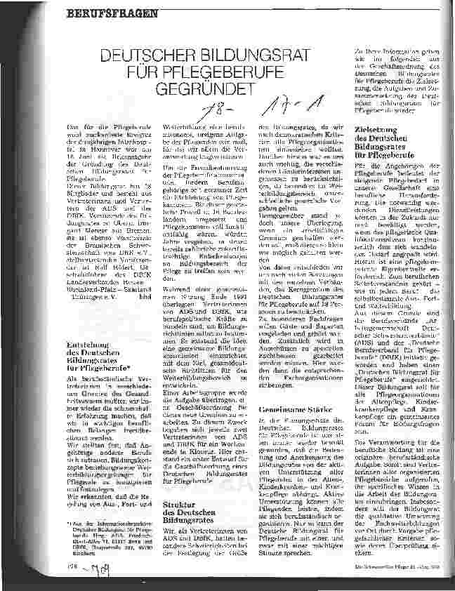 Vorschauseite 1: Deutscher Bildungsrat für Pflegeberufe gegründet