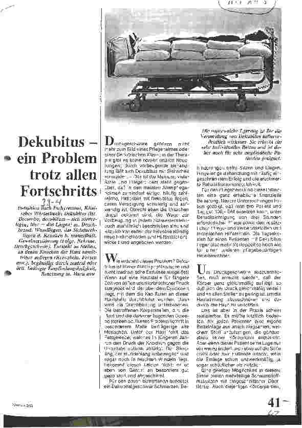 Vorschauseite 1: Dekubitus - ein Problem trotz allen Fortschritts