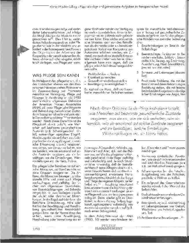 Vorschauseite 4: Eigenständige und gemeinsame Aufgaben im therapeutischen Prozeß aus pflegerischer und ärztlicher Sicht