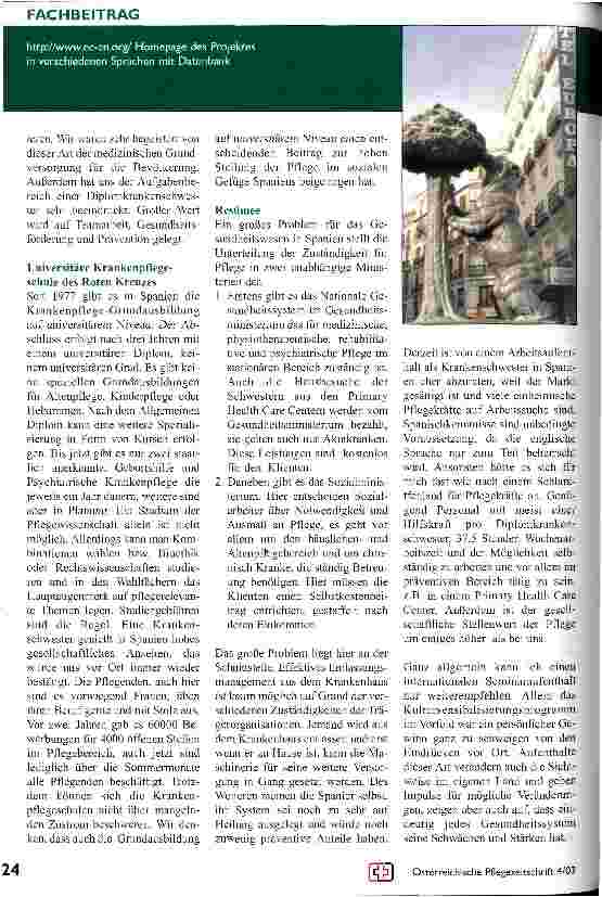 Vorschauseite 3: European competence in care and nursing Pilotprojekt