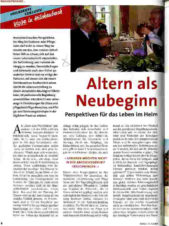 Vorschauseite 1: Altern als Neubeginn Perspektiven für das Leben im Heim