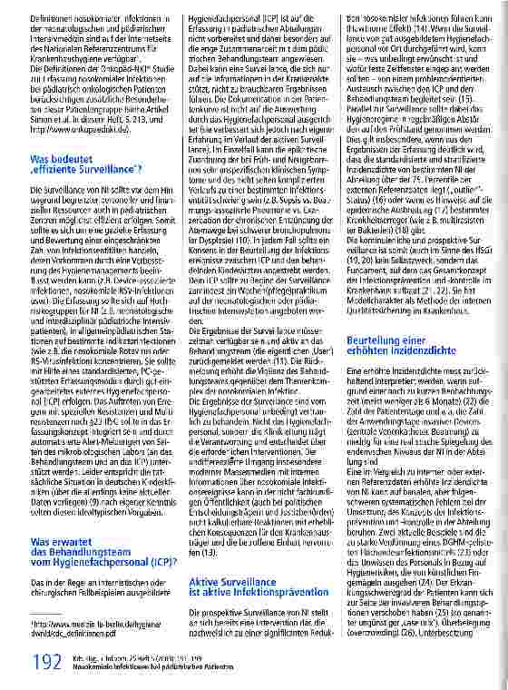 Vorschauseite 2: Nosokomiale Infektionen bei pädiatrischen Patienten - Surveillance und Prävention sind verschiedene Seiten einer Münze