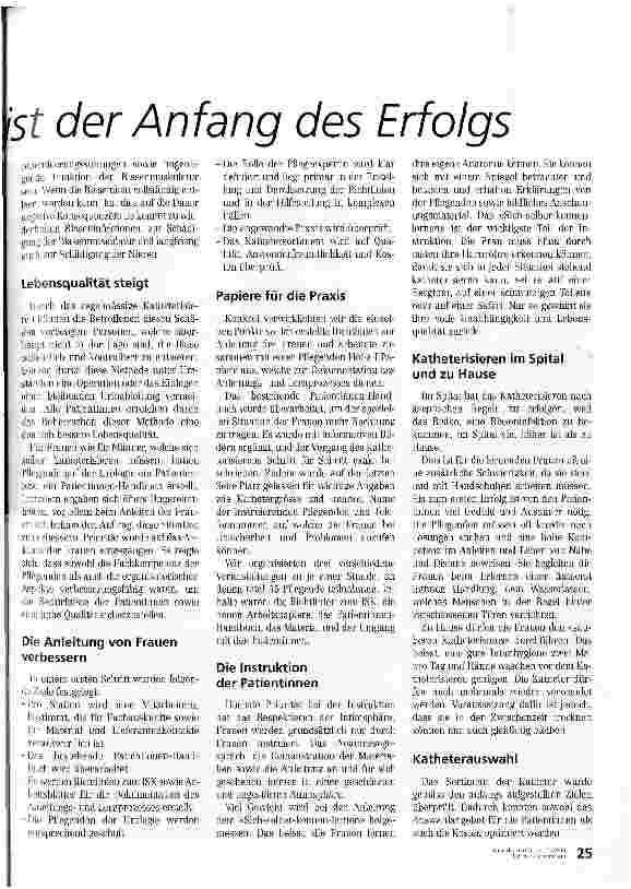 Vorschauseite 2: Die einfühlsame Betreuung ist der Anfang des Erfolgs Intermittierender Selbstkatheterismus (ISK)
