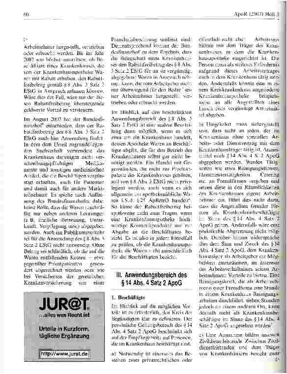 Vorschauseite 2: Zur Abgabe von Arzneimitteln an Krankenhausbeschäftigte durch die Krankenhausapotheke