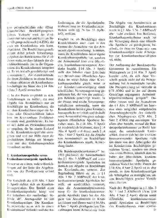 Vorschauseite 3: Zur Abgabe von Arzneimitteln an Krankenhausbeschäftigte durch die Krankenhausapotheke