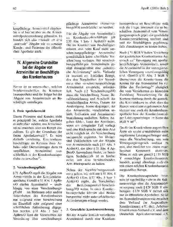 Vorschauseite 4: Zur Abgabe von Arzneimitteln an Krankenhausbeschäftigte durch die Krankenhausapotheke
