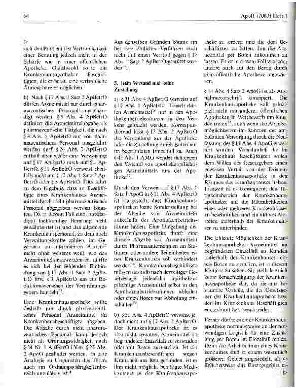 Vorschauseite 6: Zur Abgabe von Arzneimitteln an Krankenhausbeschäftigte durch die Krankenhausapotheke
