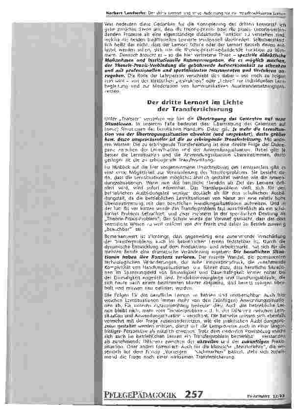 Vorschauseite 4: Der dritte Lernort und seine Bedeutung für ein transferwirksames Lernen
