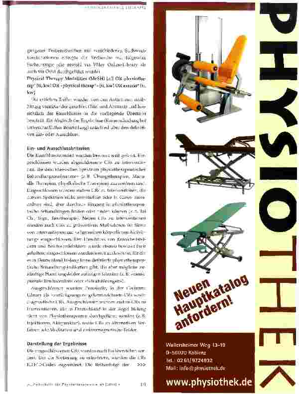 Vorschauseite 3: Welche Cochrane Reviews gibt es zu physiotherapeutischen Interventionen?