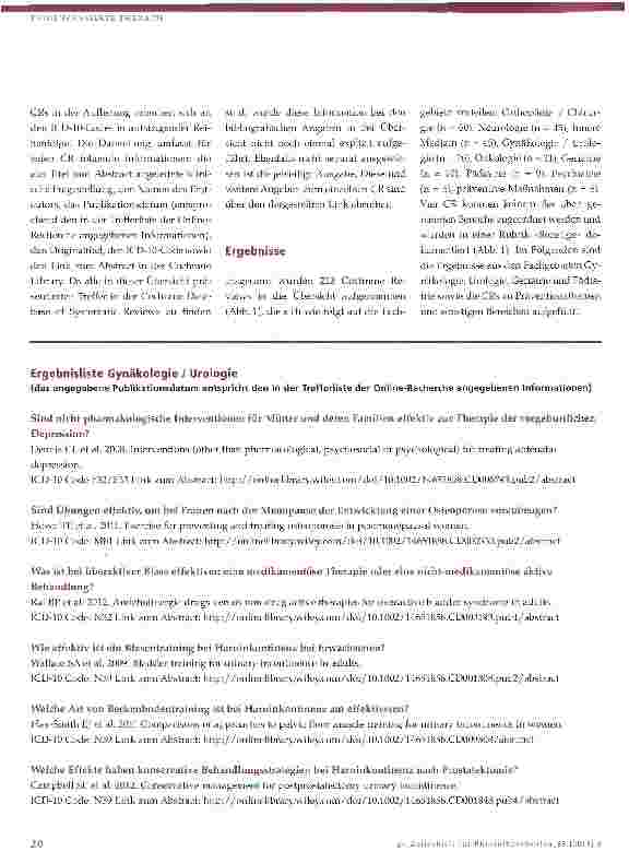Vorschauseite 4: Welche Cochrane Reviews gibt es zu physiotherapeutischen Interventionen?
