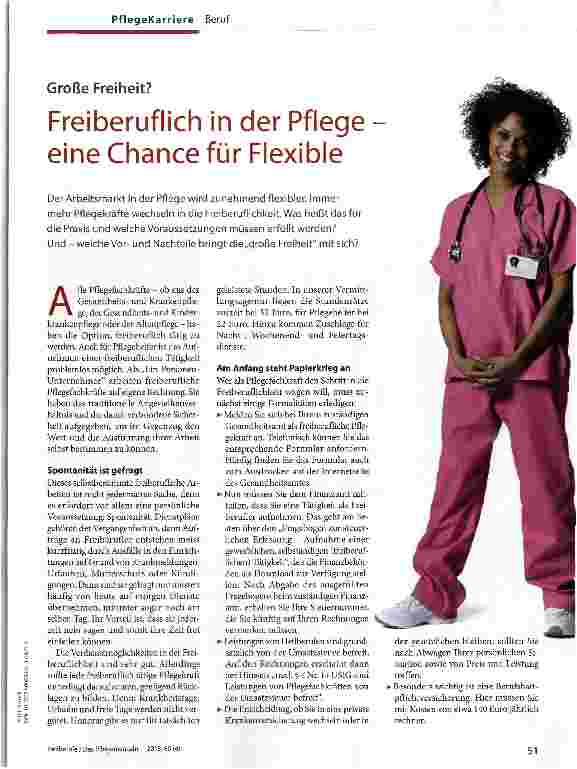 Vorschauseite 1: Freiberuflich in der Pflege eine Chance für Flexible