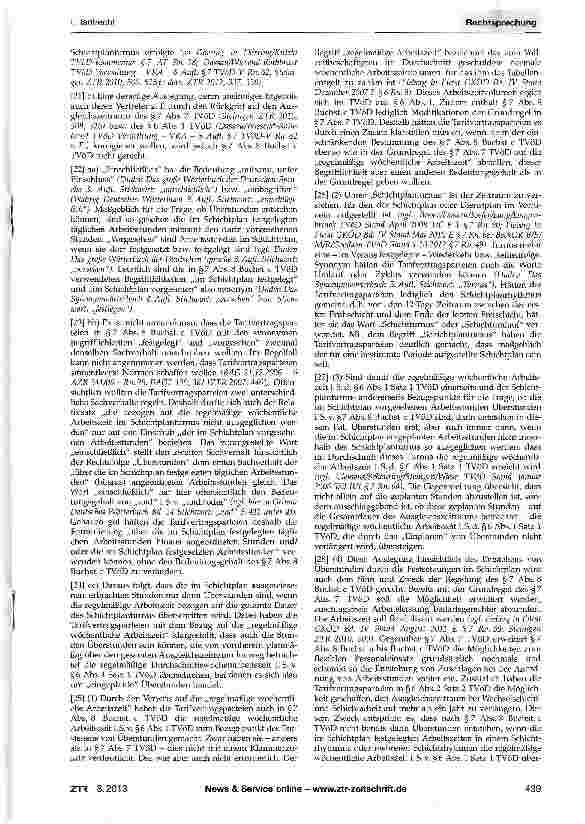 Vorschauseite 3: Überstunden bei Wechselschichtund Schichtarbeit - Schichtptanturnus - MitbestimmungZPO § 308 Abs. 1 Satz 1; TVöD § 6 Abs. 1, Abs. 2; § 7 Abs. 7, Abs. 8
