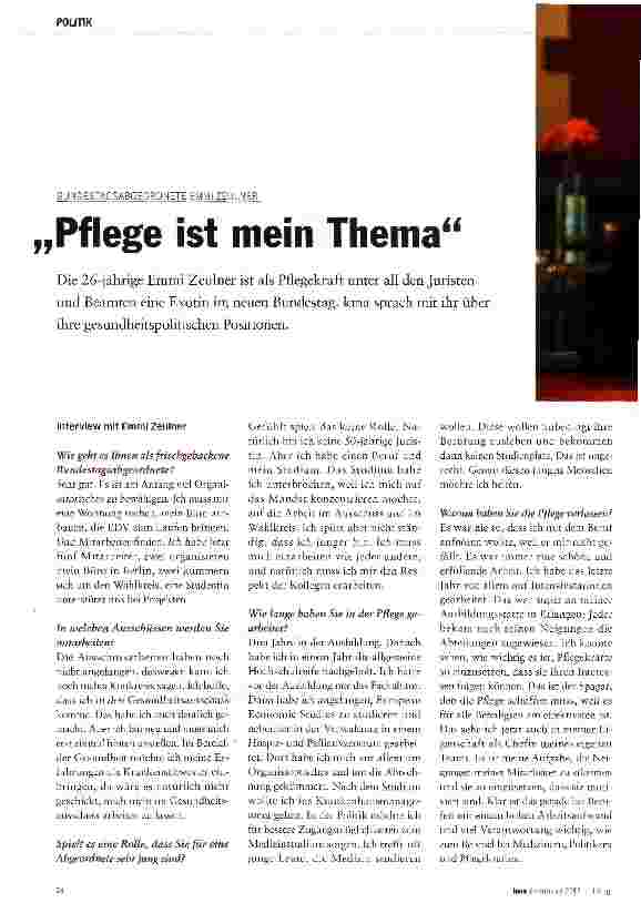 Vorschauseite 1: „Pflege ist mein Thema