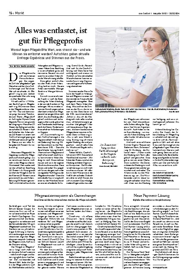 Vorschauseite 1: Alles, was entlastet, ist gut für Pflegeprofis.