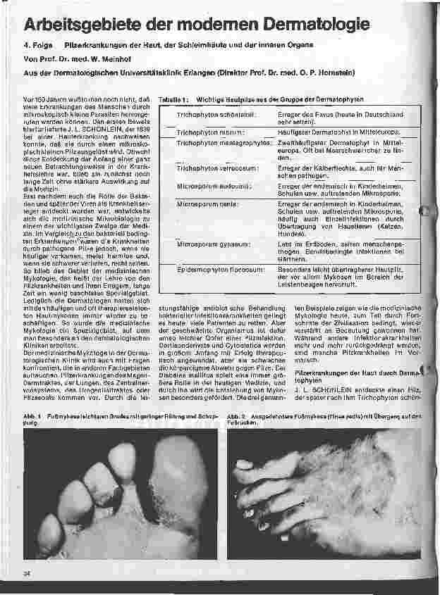 Vorschauseite 1: Arbeitsgebiete der modernen Dermatologie 4. Folge: Pilzerkrankungen der Haut, Schleimhaut u. d. inneren Organe