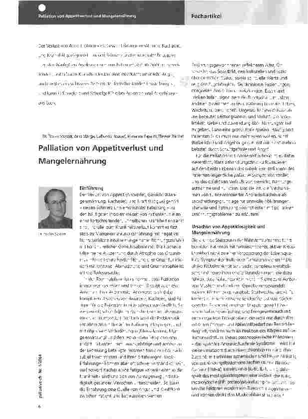 Vorschauseite 1: Palliation von Appetitverlust und Mangelernährung