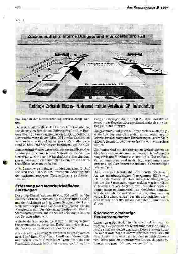 Vorschauseite 2: Kostenträgerrechnung und interne Budgetierung ab 1995/96 Neue Formen der Kostenund Leistungsplanung (II)