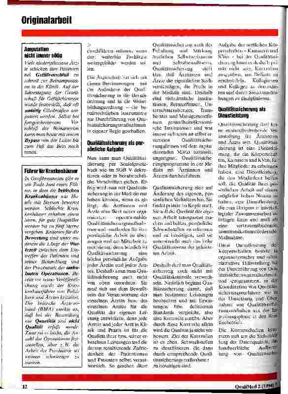Vorschauseite 2: Qualitätsmanagement und Qualitätssicherung aus ärztlicher Sicht