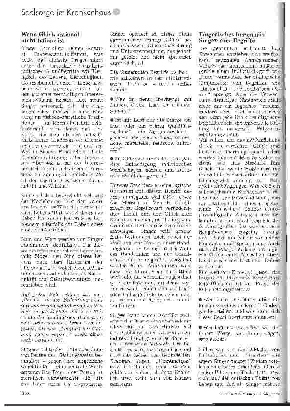 Vorschauseite 3: Man bräuchte eine Meßlatte fürs Glück Schüleräußerungen und eine Reflexion der Denkvoraussetzungen in der Ethik Peter Singers