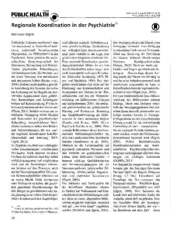 Vorschauseite 1: Regionale Koordination in der Psychiatrie