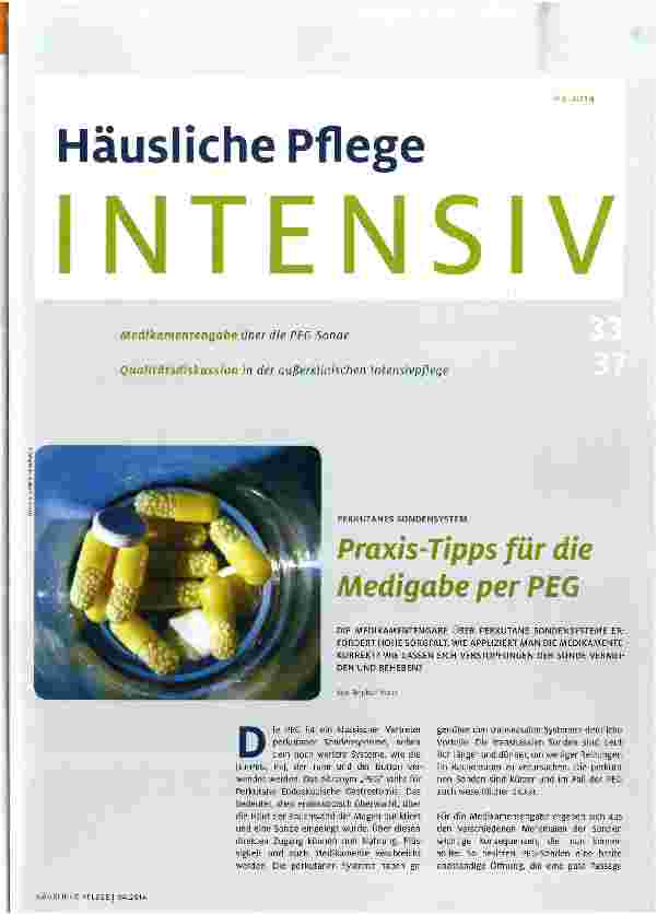 Vorschauseite 1: Praxis-Tipps für die Medigabe per PEG