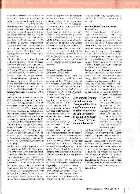 Vorschauseite 2: Zum Stellenwert von Wettbewerb in der Gesundheitsversorgung
