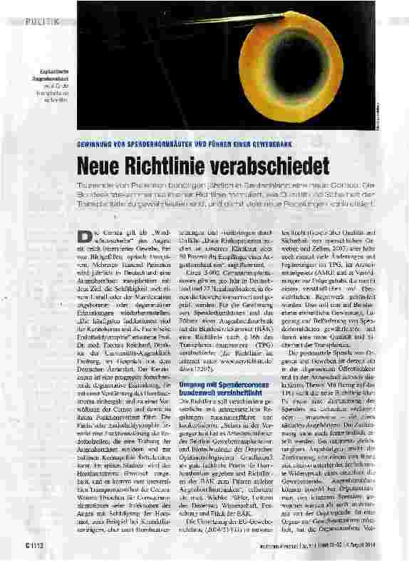 Vorschauseite 1: Neue Richtlinie verabschiedet