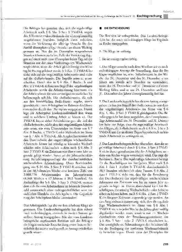 Vorschauseite 4: Zur Verminderung der Sollarbeitszeit für die sog. Vorfeiertage des 24.12. und 31.12.