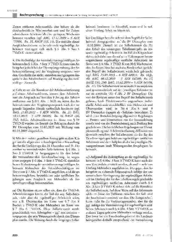 Vorschauseite 5: Zur Verminderung der Sollarbeitszeit für die sog. Vorfeiertage des 24.12. und 31.12.
