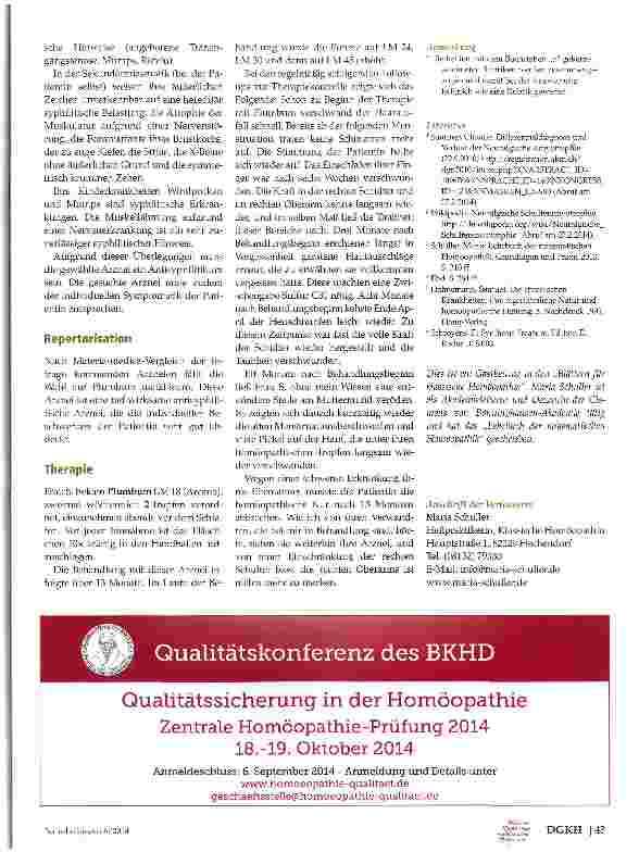Vorschauseite 3: Homöopathie bei neuralgischer Schulteramyottrophie