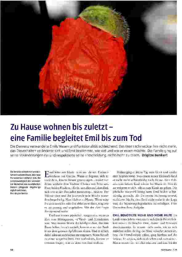 Vorschauseite 1: Zu Hause wohnen bis zuletzt - eine Familie begleitet Emil bis zum Tod