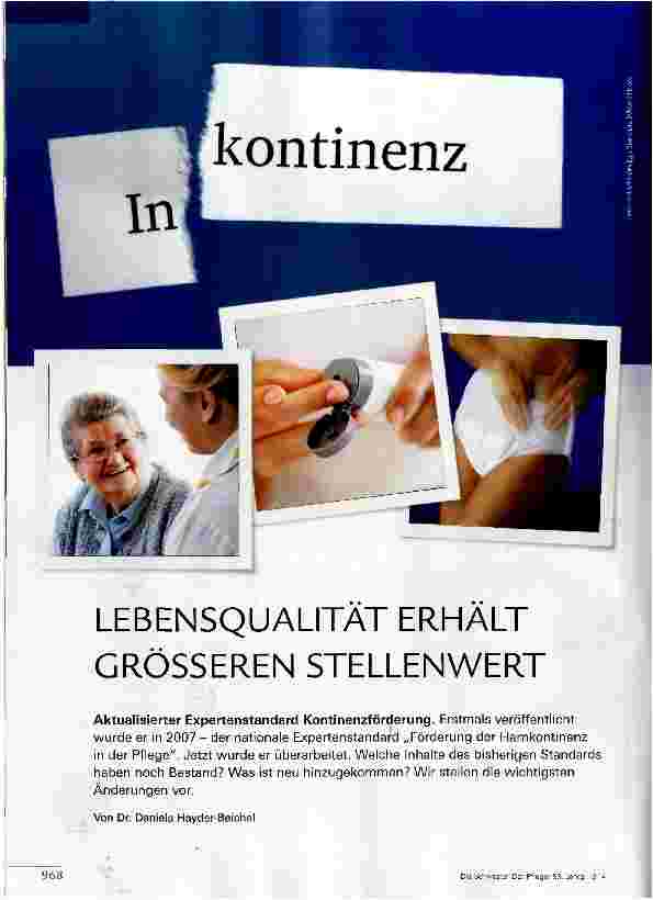 Vorschauseite 1: LEBENSQUALITÄT ERHÄLT GRÖSSEREN STELLENWERT