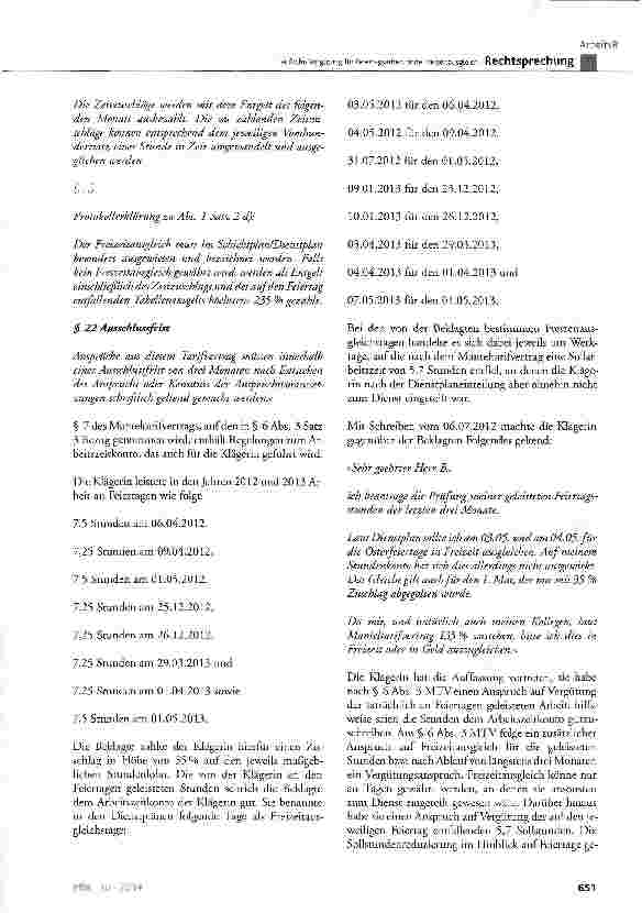 Vorschauseite 3: Tarifliche Vergütung für Feiertagsarbeit ohne Freizeitausgleich