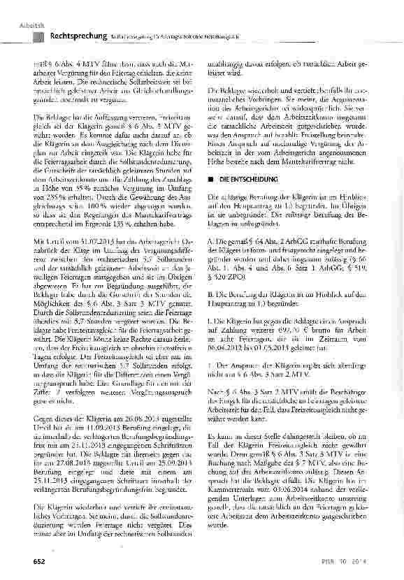 Vorschauseite 4: Tarifliche Vergütung für Feiertagsarbeit ohne Freizeitausgleich