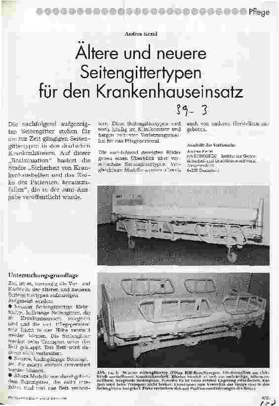 Vorschauseite 1: Ältere und neuere Seitengittertypen für den Krankenhauseinsatz