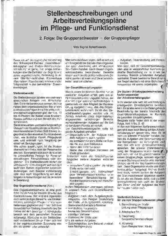 Vorschauseite 1: Stellenbeschreibung und Arbeitsverteilungspläne im Pflege und Funktionsdienst 2. Folge Die Gruppenschwester/Pfleger