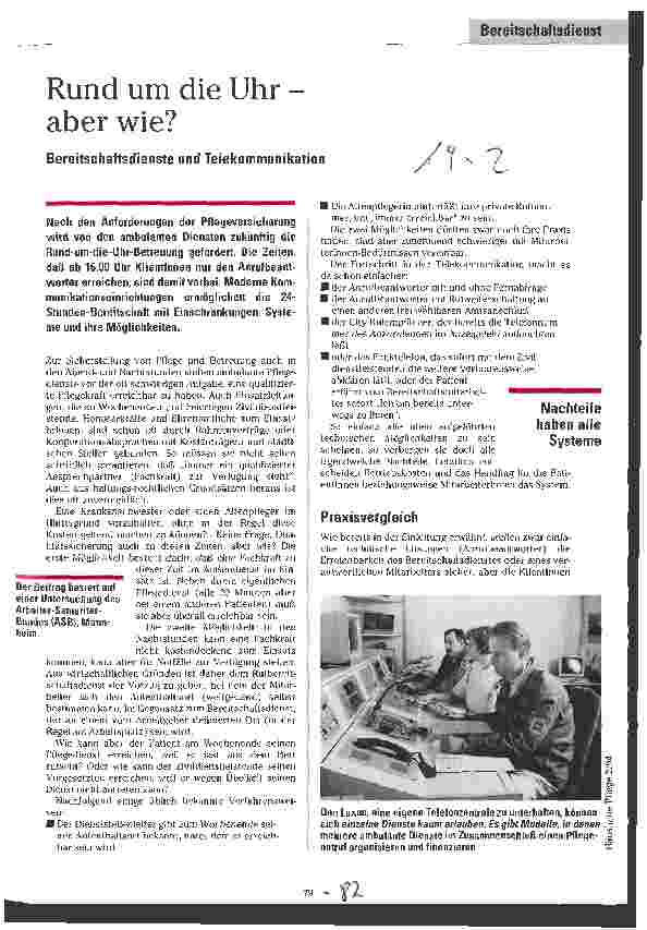 Vorschauseite 1: Rund um die Uhr - aber wie? Bereitschaftsdienste und Telekommunikation