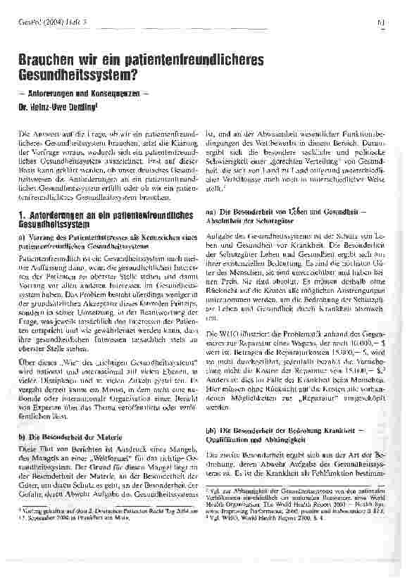 Vorschauseite 1: Brauchen wir ein patientenfreundlicheres Gesundheitssystem?