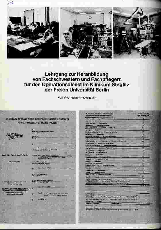 Vorschauseite 1: Lehrgang zur Heranbildung von Fachschwestern /Fachpflegern für Operationsdienst im Klinikum Steglitz der Freien Uni Berlin