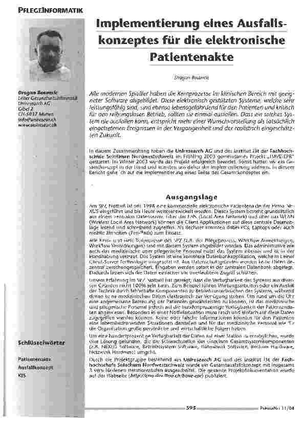 Vorschauseite 1: Implementierung eines Ausfallskonzeptes für die elektronische Patientenakte