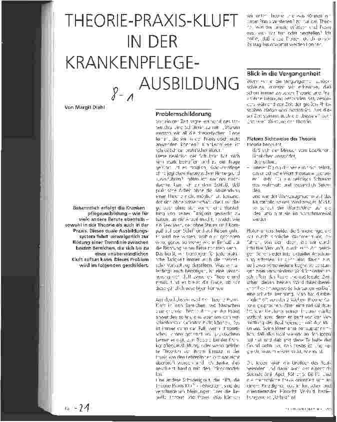 Vorschauseite 1: Theorie-Praxis-Kluft in der Krankenpflegeausbildung
