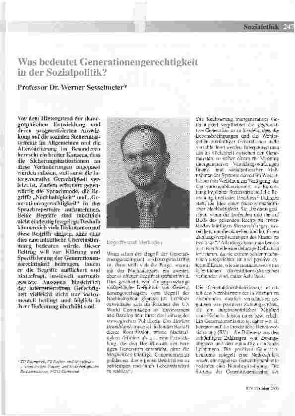 Vorschauseite 1: Was bedeutet Generationengerechtigkeit in der Sozialpolitik?